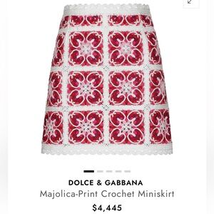 Dolce & Gabbana Majolica crochet knit mini skirt, size 36 euro, XS
